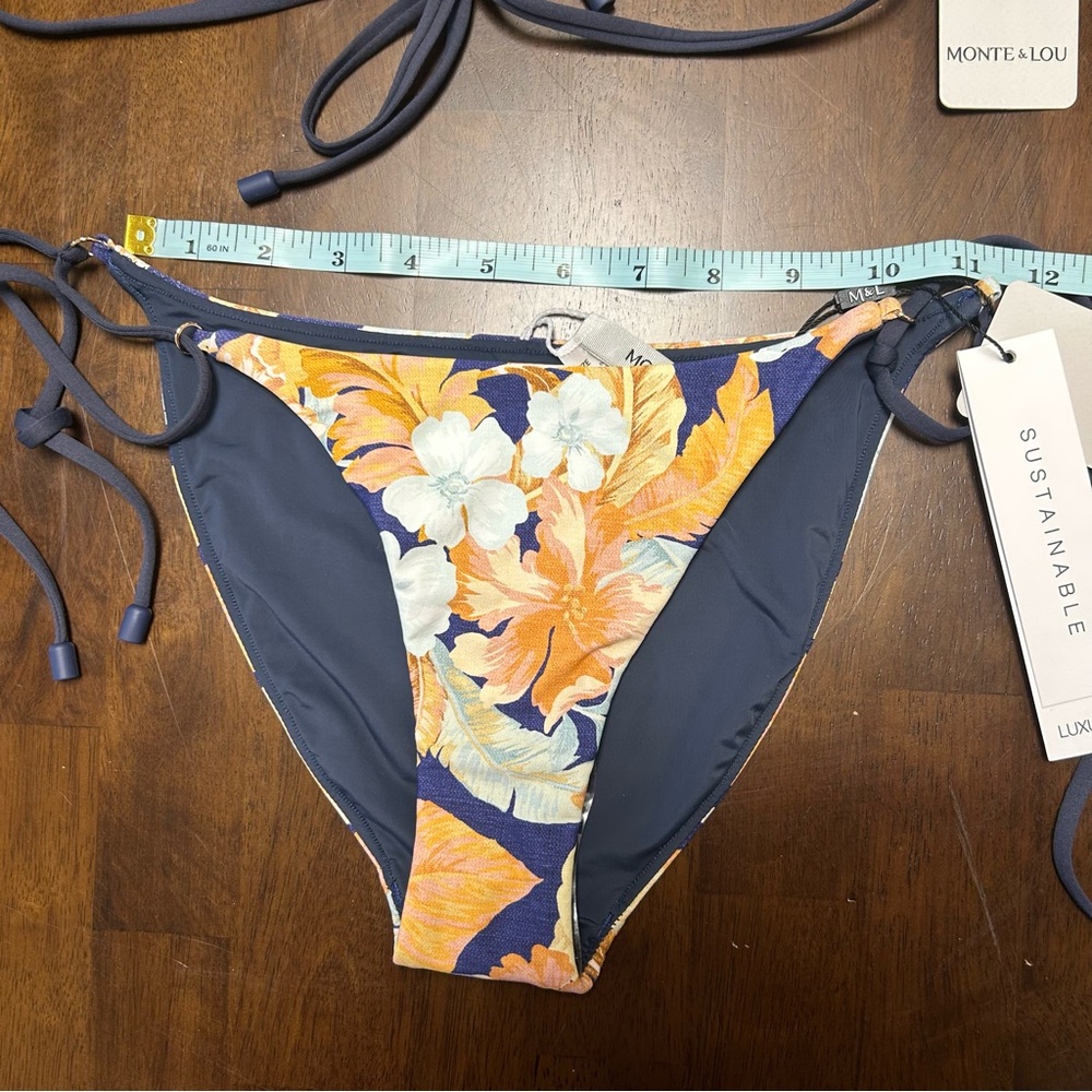 NWT Monte and Lou Paraiso Navy Blue and Orange
Floral String Bikini Set Size 6 - Picture 12 of 16